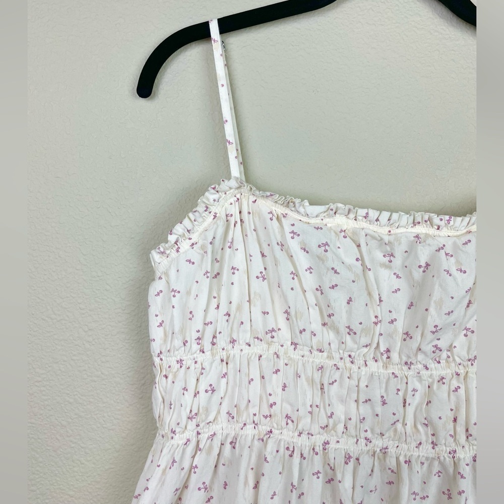 Free People Women's Small Gabby Cotton Mini Dress Sundress White Mini Cherry All - Picture 3 of 16